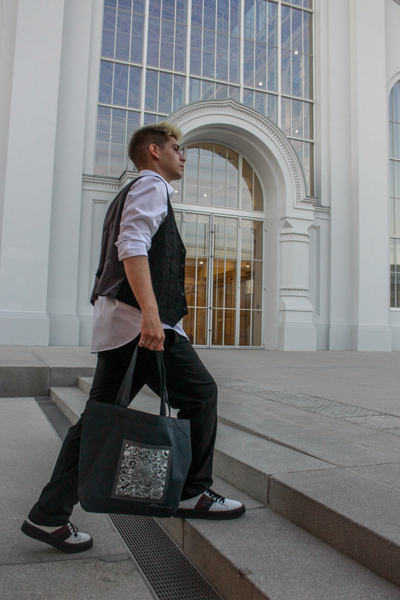 Шоппер из темно-серой саржи "Магия"