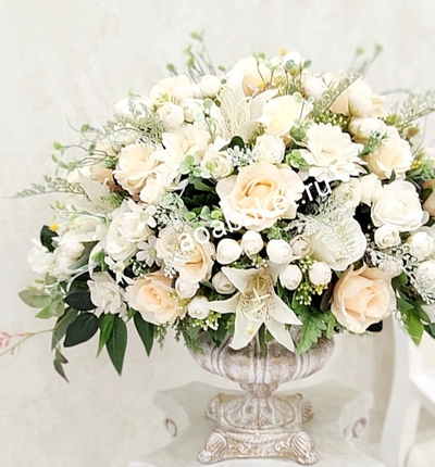 Уникальная композиция из искусственных цветов Нежный Сонет № АР18/Купить на сайте для украшения