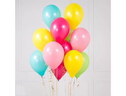 10 шаров бирюзовый, ярко-розовый, желтый, розовый, салатовый