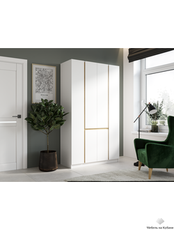 Мадера Шкаф М1200.4 Белый/Вставка Дуб крафт золотой