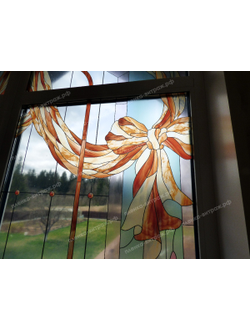 Витражная пленка, витражная пленка самоклеющаяся, пленочный витраж с классическим рисунком с розами