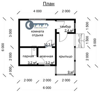 Б-09 ГАБАРИТНЫЕ РАЗМЕРЫ: (6Х5М) 1 ЭТАЖ, ОБЩАЯ ПЛОЩАДЬ: 32М²