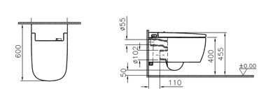 Интеллектуальный подвесной унитаз Vitra V-Care Comfort, 5674B003-6194