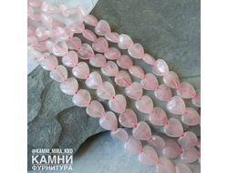 Розовый кварц сердечки 9,5х10,1-10,4 мм, цена за нить 19 см