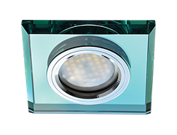 Светильник встраиваемый Ecola DL1651 MR16 GU5.3 квадратный стекло Изумруд/Хром 25x90x90 FR1651EFF