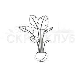 Штамп домашняя пальма в горшке