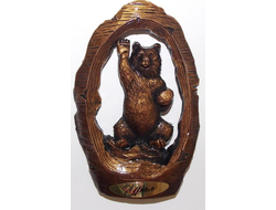 Магнит Медведь в коре дерева, арт А-75. ОПТ