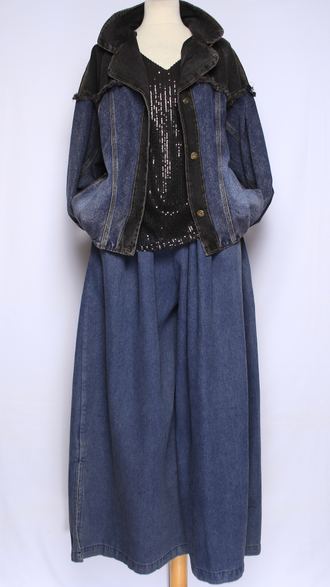 Джинсовка-бомбер "АНГЛИЙСКИЙ ВОРОТ" черная, синяя р.48-54