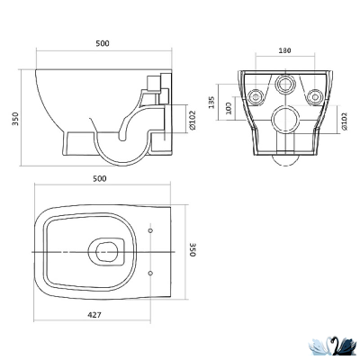 Комплект ПЭК Santek Нео 1.WH50.1.776. Инсталляция с кнопкой (черный, матовый) и подвесной унитаз с сиденьем микролифт