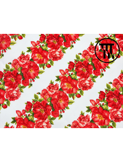 Габардин принт Народные узоры Маки