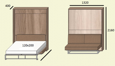 Шкаф-кровать с кушеткой "Стандарт" 120х200