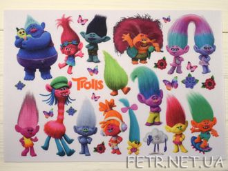 Фетр с принтом &quot;Тролли (Trolls)&quot; 20х30 см