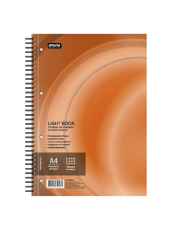 Бизнес-тетрадь 100л, А4, LightBook, спираль, оранжевый, клетка