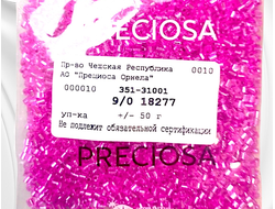 Розовый прозрачный бисер с серебряной линией