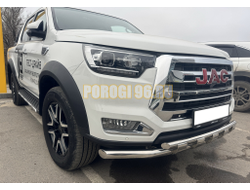 Защита переднего бампера двойная с перемычками Папа Тюнинг d60/42 для JAC T8 Pro 2020-
