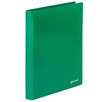 Папка на 2 кольцах BRAUBERG "Office", 32 мм, зеленая, до 250 листов, 0,5 мм, 227501