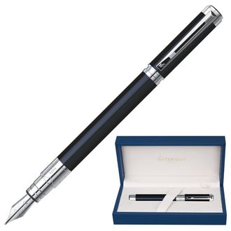 Ручка подарочная перьевая WATERMAN "Perspective Black CT", черный лак, никеле-палладиевое покрытие деталей, синяя, S0830660