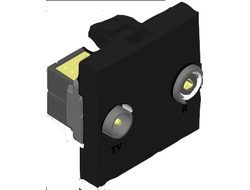 Розетка ТВ/Радио для подключения звездой матовая черная, 2 модуля, Efapel Quadro 45