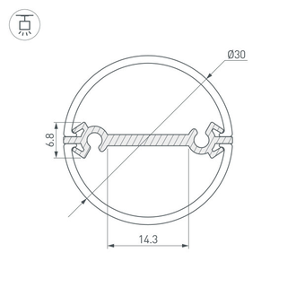 Профиль KLUS ROUND-D30-DUAL-2000 ANOD (ARL, Алюминий)