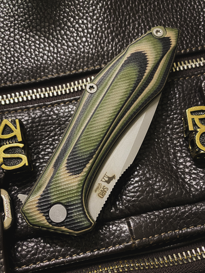 Складной нож Грач сталь D2, рукоять G10, цвет тайга