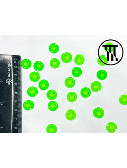 Стразы пришивные Круглые, неоновые, цв. Неон-зеленый, р-р 12 мм