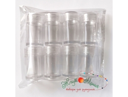 Набор пластиковых баночек/контейнеров для хранения бисера 2.7*4.8см - 8 штук.