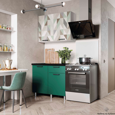 Ева 1 м кухонный гарнитур Геометрия/М07(Зеленый лес)