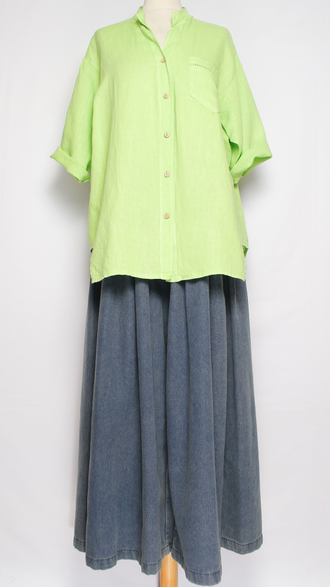 Рубашка лён "СТОЙКА МЕРЕЖКА" лайм  р.50-56