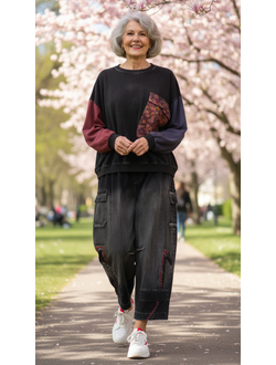 Джинсы "Карманы клапаны" черные р.48-54