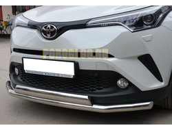 Защита переднего бампера двойная d60/75х42 овал для Toyota C-HR (2018-...)