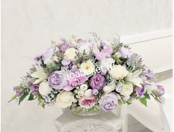 Интерьерная композиция в бело-сиреневых тонах в вазе лодочка - Санта-Лучия УНС034 - Купить в Москве