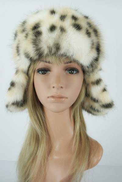 Ушанка "НОН-СТОП" пудра + рысь (со всех сторон)