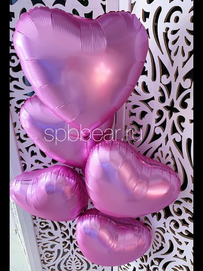Фольгированные шары Сердца 5 штук розовые