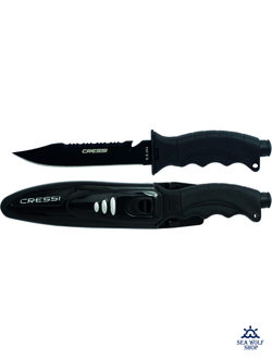 Нож подводный CRESSI BORG черное лезвие 26.5 см