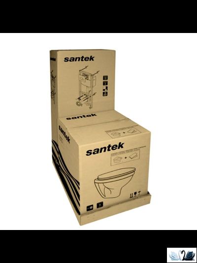 Комплект ПЭК Santek Бореаль 1.WH50.1.775. Инсталляция с кнопкой (черный, матовый) и подвесной унитаз с сиденьем микролифт