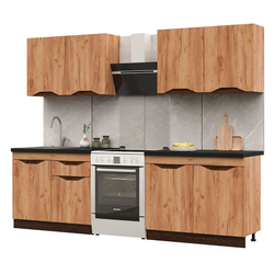 Кухня Паола 2,0 (2000х2160х600) МДФ ВЕНГЕ(тиковое дерево)/ДУБ КРАФТ ЗОЛОТО