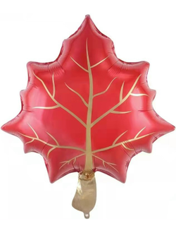 Шар 61 см Фигура, Кленовый лист, Красный,