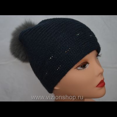 Вязаная шапка с помпоном купить vizio 5399 Италия синяя