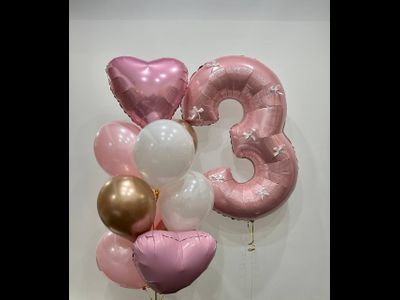 Набор шаров розовый шарм с цифрой
