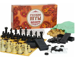 Русские игры (шахматы, шашки, лото, домино, доска из микрогофры)