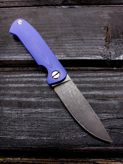 Фрикционный складной нож Микрос сталь К110 BlackWash, рукоять G10, цвет синий