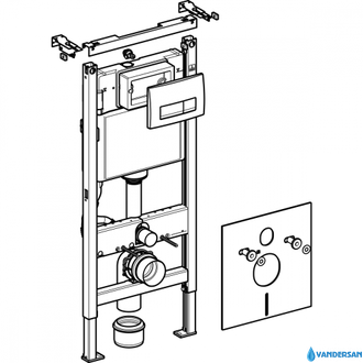 Инсталляция для подвесного унитаза GEBERIT  Duofix 458.128.21.1 с клавишей Delta, прямоугольные кнопки хром