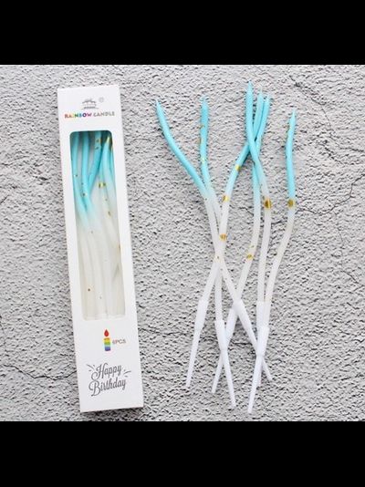 Свечи для торта волна 16,5 см (6 шт) голубой градиент/золотые пятна