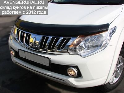 Дефлектор капота на новый Mitsubishi L200 2015-2016-2017-2018- от AvengerUral.ru EGR/SIM/оригинал