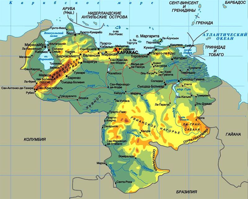 Карта венесуэлы на русском