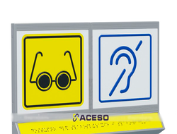 Пиктограмма тактильная, модульная "Доступность объектов для инвалидов по зрению и по слуху", с накло