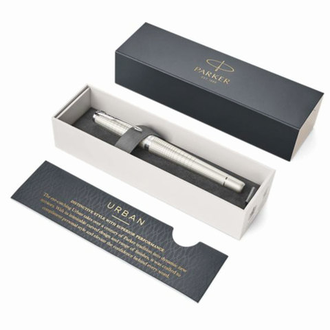 Ручка-роллер PARKER "Urban Premium Pearl Metal CT", корпус жемчужный лак с гравировкой, хромированные детали, черная, 1931610