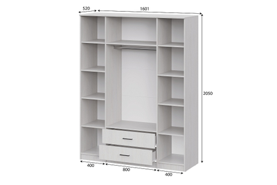 Шкаф ШК 1 (Серия 2) (Ясень анкор светлый), Ш 1601* В 2050* Г 520 мм