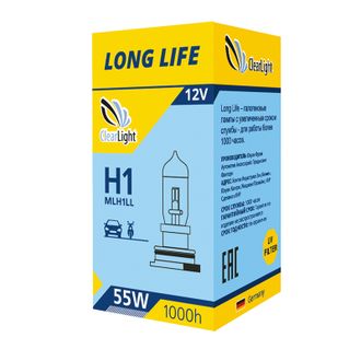 Автомобильные лампы галогеновые   H1/ /12V / 55W / LongLife/ Теплый свет  MLH1LL