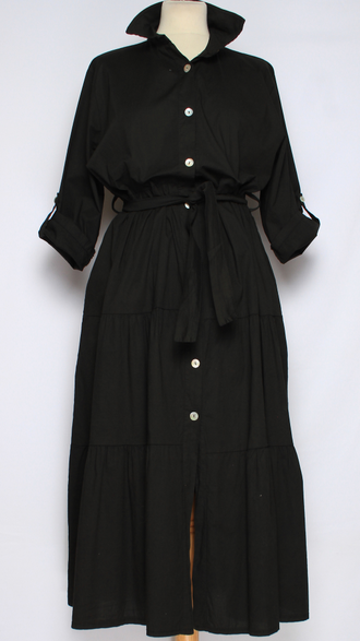 Платье - рубашка "ЯРУСЫ" малина, чёрное до р.50